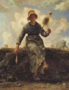 jean-francois millet The Spinner,Goat-Girl from the Auvergne (san20) oil painting reproduction